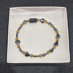 Women’s Handmade All Magnetic Hematite Gold and Silver Heart Bracelet #4